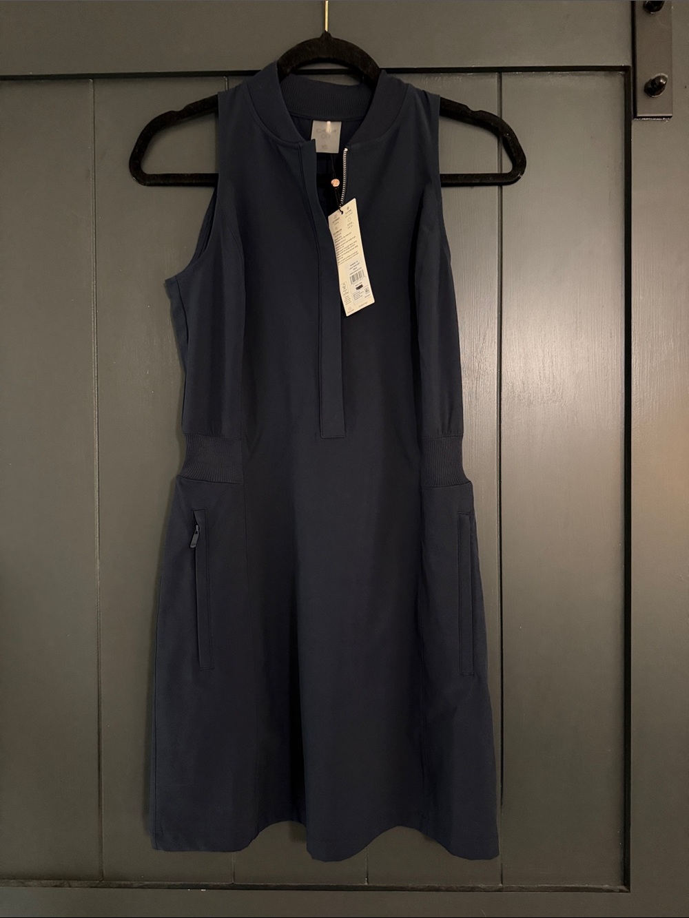 CALIA by Carrie Underwood Navy Athletic-Inspired Sleeveless Midi Dress